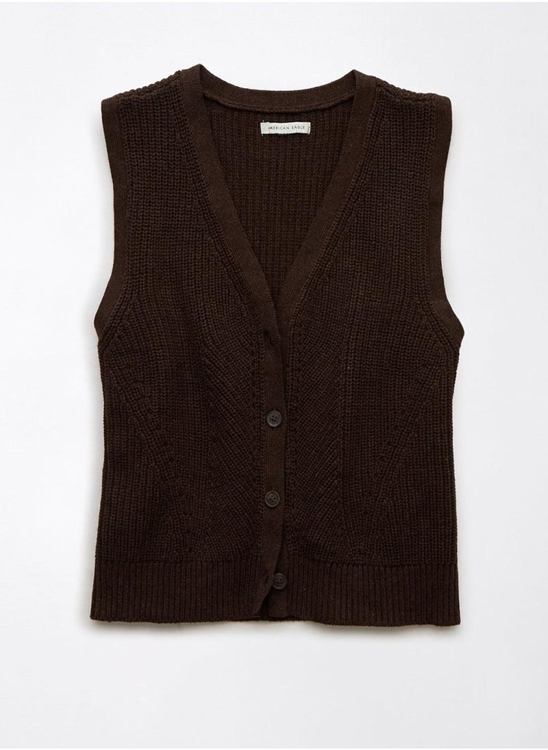 American Eagle Casual Button-Up Vest Sweater  - Image 4