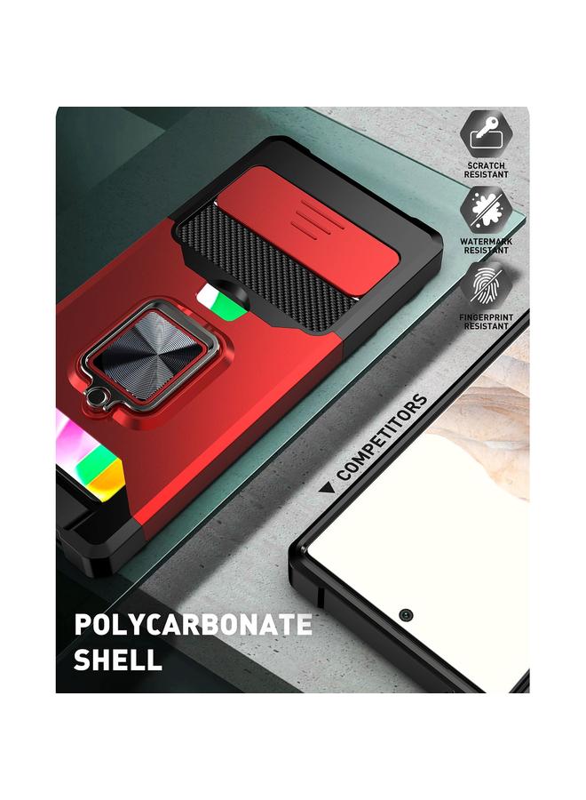 اس-توب جراب لهاتف Google Pixel 6 Pro بتصميم غطاء كاميرا منزلق مصنوع من مادة PC + TPU مقاوم للصدمات مع حامل حلقي وفتحة بطاقة - Image 4