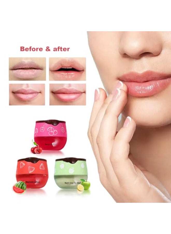 Aaiffey Lip Balm Honey PotWatermelon Apple Lime Cherry Lip Sleeping Mask Moisturizing Lip Mask Overnight Hydrating Prevention Dry and Cracked Lip Scrubs Exfoliator Lip Wrinkle Care 3 pcs - Image 3
