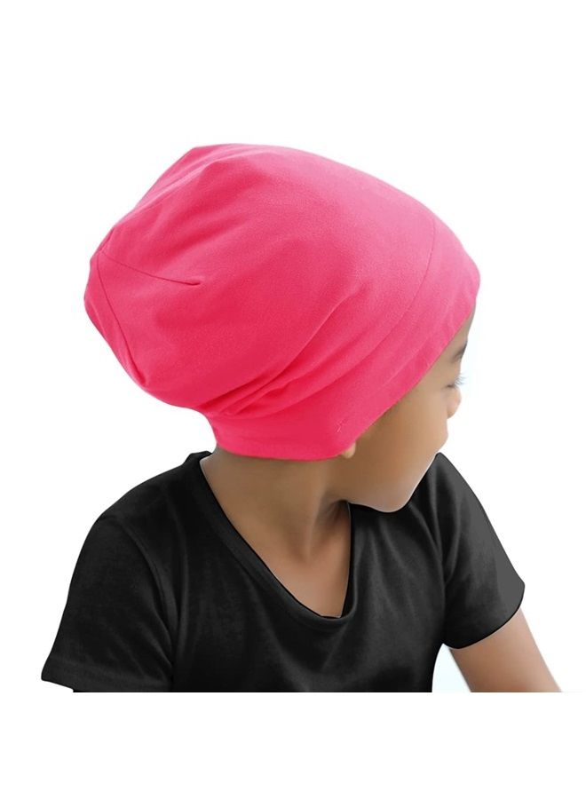 ELIHAIR 2pc Kids Sleep Bonnet Hats for Night Sleeping Cap Silky Lined Satin Bonnet with Adjustable Elastic Band for Teens Toddler Child Natural Curly Frizzy Hair Cover(Hot Roses and Blue Black) - Image 2