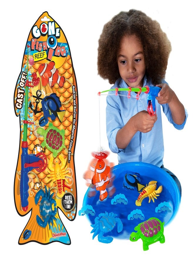 Deluxebase Gone Fishing - Reef from Deluxebase. Novelty Fishing Game Bath Toys. Traditional Hook-a-Fish Style Carnival Games for Kids. Educational Toys and Kids Party Favors. - Image 1