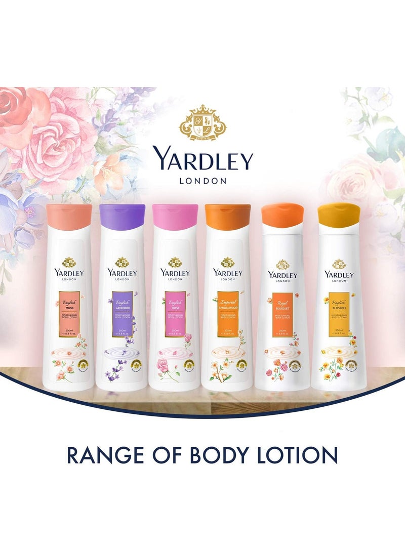 ياردلي لوشن الجسم باللافندر الإنجليزي من ياردلي لندن 2 × 200 مل + المسك الإنجليزي، 200 مل، عبوة من 3 قطع ترطيب فاخر بروائح كلاسيكية - Image 4