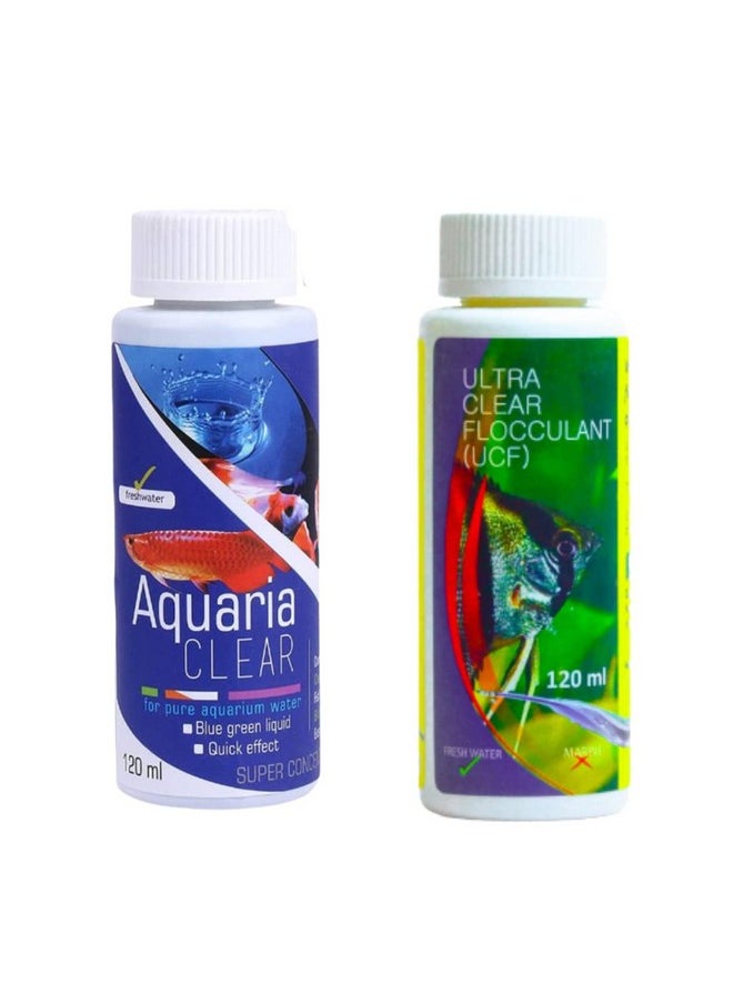 VAYINATO Aquatic Remedies Aquarium Fish Tank Water Clarifier | Quickly Removes Cloudiness | Makes Crystal Clear Fish Tanks (Aqua Clear 120Ml+Ucf 120 Ml Combopack 2 * 120-240Ml)  - Image 1