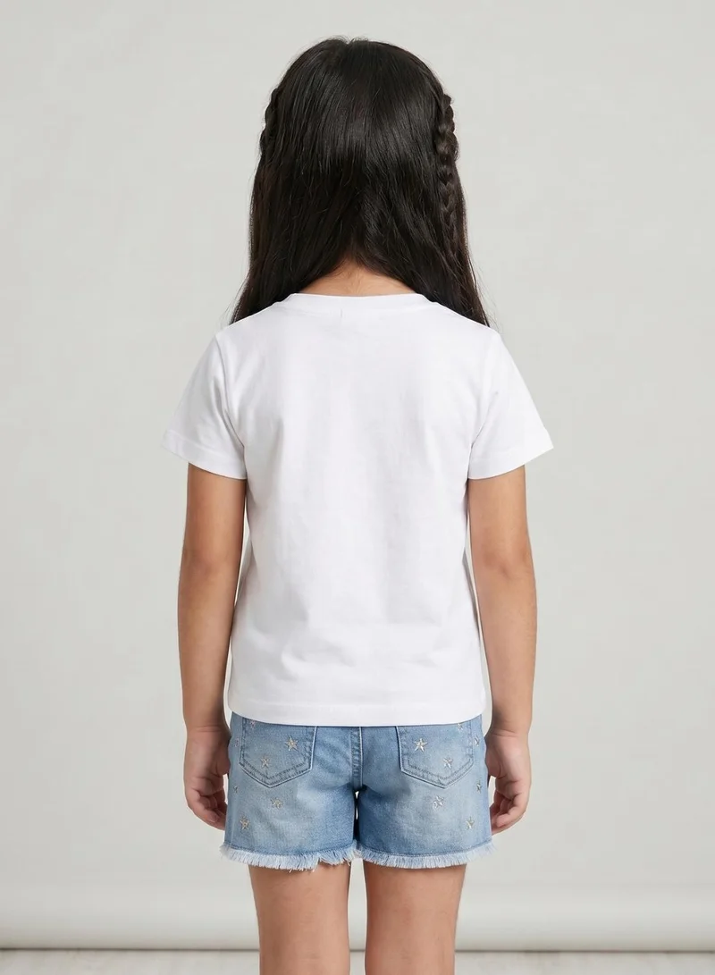 بيبي كلو Girls Unicorn Print White T-Shirt