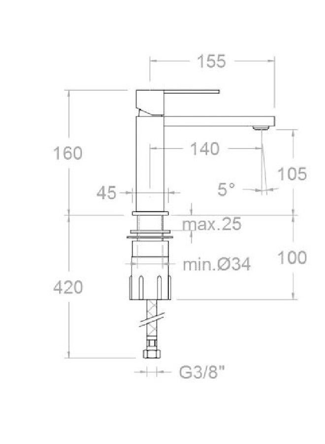 رامون سولر خلاط حوض يد واحدة ( قنطرة 140 مم) 4902 - Image 2
