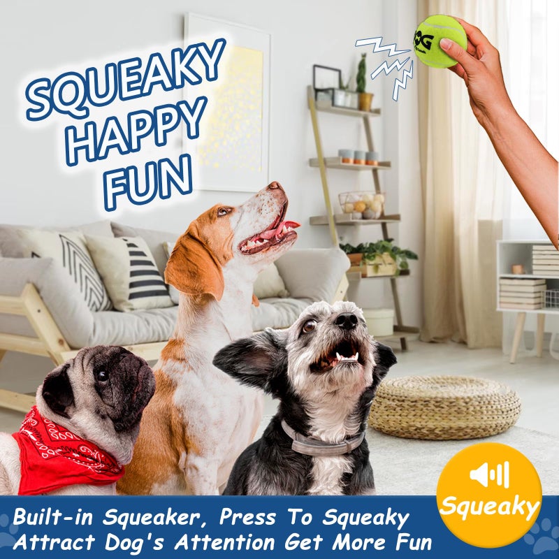 INSUM Squeaky Tennis Balls for Dogs - 12 Pack 2.5'' Durable Non-Toxic Outdoor Dog Toys Balls with Mesh Bag, SGS Certified, Colorful Fetch Toys, Medium Large Breeds - Image 3