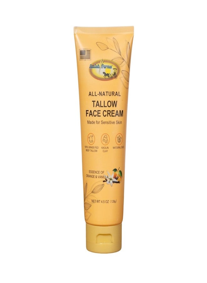 اميش فارمز مرطب الوجه من دهن البقر من مزارع أميش - كريم وجه مصنوع يدويًا من دهن البقر الذي يتغذى على العشب مع طين الكاولين والزيوت الطبيعية والبرتقال والفانيليا (أنبوب 4.5 أونصة) - Image 1
