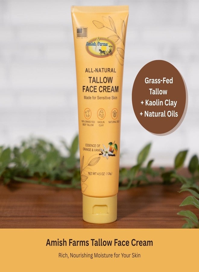 اميش فارمز مرطب الوجه من دهن البقر من مزارع أميش - كريم وجه مصنوع يدويًا من دهن البقر الذي يتغذى على العشب مع طين الكاولين والزيوت الطبيعية والبرتقال والفانيليا (أنبوب 4.5 أونصة) - Image 2