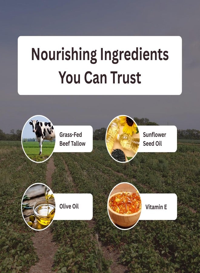 اميش فارمز مرطب الوجه من دهن البقر من مزارع أميش - كريم وجه مصنوع يدويًا من دهن البقر الذي يتغذى على العشب مع طين الكاولين والزيوت الطبيعية والبرتقال والفانيليا (أنبوب 4.5 أونصة) - Image 4