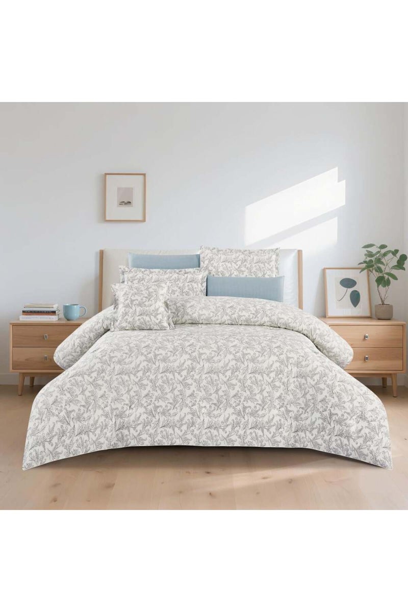 ميلين طقم مفرش سرير صيفي مزدوج قطن 100% - 8 قطع – يناسب سرير بمقاس 200x200 - زافيرا - كريمي - رمادي - Image 2