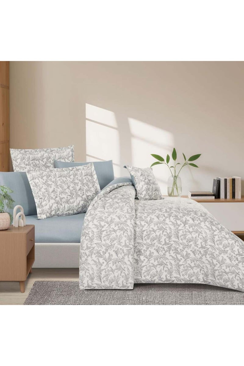 ميلين طقم مفرش سرير صيفي مزدوج قطن 100% - 8 قطع – يناسب سرير بمقاس 200x200 - زافيرا - كريمي - رمادي - Image 3