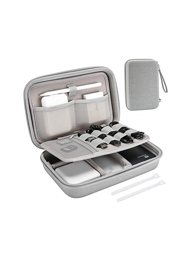 Procases Hard Travel Electronic Organizer Case for MacBook Power Adapter Chargers Cables Power Bank Apple Magic Mouse Apple Pencil USB Flash Disk SD Card Small Portable Accessories Bag -Grey - Image 2