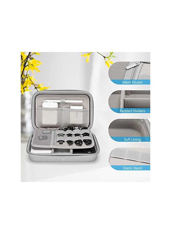 Procases Hard Travel Electronic Organizer Case for MacBook Power Adapter Chargers Cables Power Bank Apple Magic Mouse Apple Pencil USB Flash Disk SD Card Small Portable Accessories Bag -Grey - Image 5