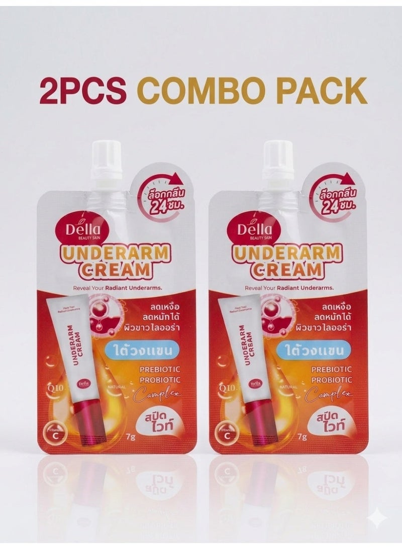 della Underarm Whitening & Sweat Control Cream 2PCS COMBO PACK (2x7g) with Glycolic Acid – Dark Underarm Brightening Cream for Odour & Smooth Skin - Image 1