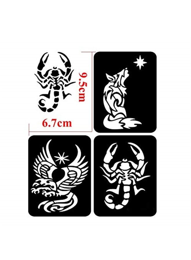 Kotbs 4 Sheets Temporary Tattoo Stencils, 32pcs Animal Patterns Henna Tattoo Stencil Kit Temporary Glitter Airbrush Tattoo Stencils Arabian Tattoo Stickers for Face Body Paint Art - Image 4