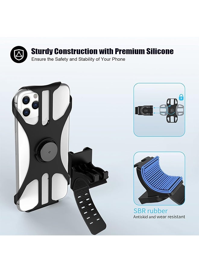 Detachable Bike Phone Holder, Universal Bicycle Motorcycle Cell Phone Mount, 360° Rotatable Adjustable Bike Phone Mount Compatible for 4" to 6.7" Smartphones - Image 4
