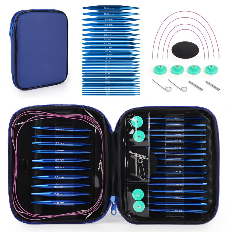 Reessy Interchangeable Circular Knitting Needles Set 13 Pairs 26pcs Aluminum Knitting Needles Kit Sizes 30mm100mm Knitting Needle Case Accessories for Knitting Projects Beginners Advanced - Image 2