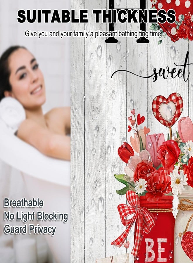 Mocsicka Valentines Shower Curtain for Bathroom Sweet Home Valentines Day Decorations Heart Floral Shower Curtain for Romantic Valentine's Day Bathroom Decor, 72 X 72 Inch Waterproof - Image 5