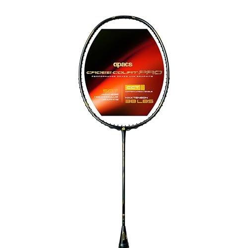 APACS Cross Court Pro (4U)| 50T Carbon Fibre | T-Throat | Copper Fuse Tech for Reduces Vibration | (38LBS) Made in Vietnam Badminton Racket with Cover (for Pros) - Image 1