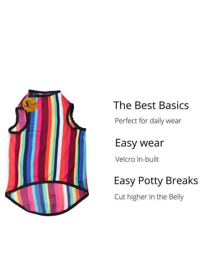 Sage Square Crazy Printed Dog T-Shirt, Trending Dog T-Shirt, Ultra Soft & Light Weight, Comfortable & Breathable Dog Apparel, Trendy Outfit (Large - 22 Inch) (Colorfull Stripes Print)  - Image 5