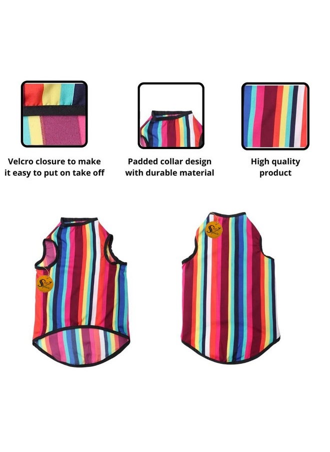 Sage Square Crazy Printed Dog T-Shirt, Trending Dog T-Shirt, Ultra Soft & Light Weight, Comfortable & Breathable Dog Apparel, Trendy Outfit (Large - 22 Inch) (Colorfull Stripes Print)  - Image 4