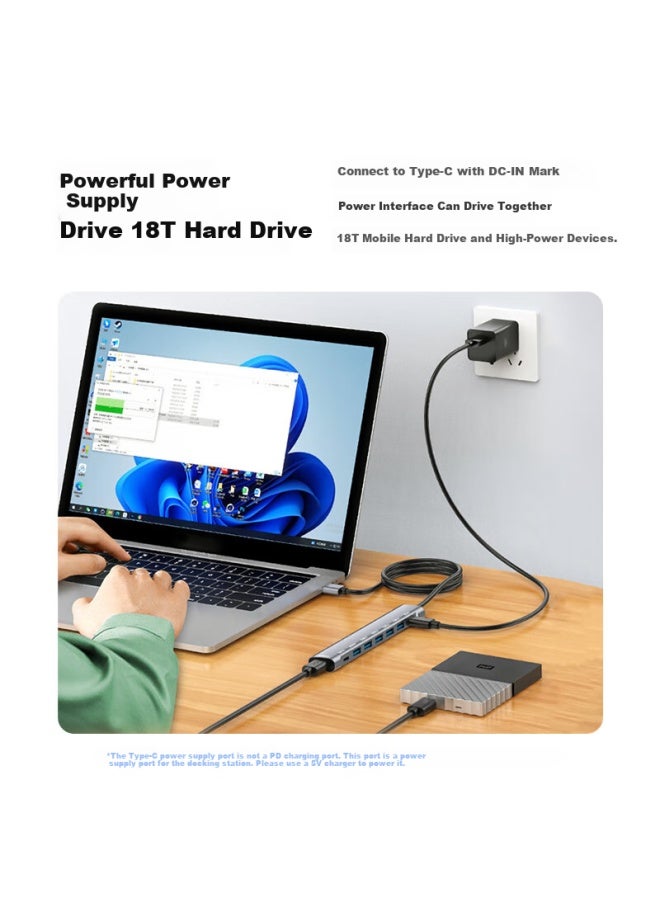Isky Usb Splitter Expansion Dock 8 Ports 1.2m Usb 3.0 Extension Dock Hub Hub One Drag Eight Suitable For Apple Huawei Notebook Computer Host U Disk - Image 5