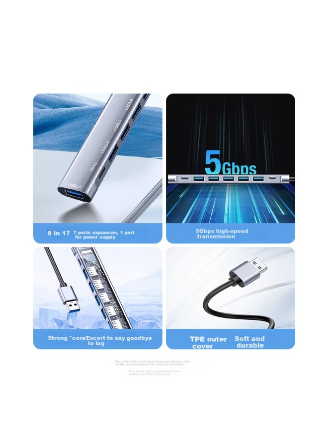 Isky Usb Splitter Expansion Dock 8 Ports 1.2m Usb 3.0 Extension Dock Hub Hub One Drag Eight Suitable For Apple Huawei Notebook Computer Host U Disk - Image 2