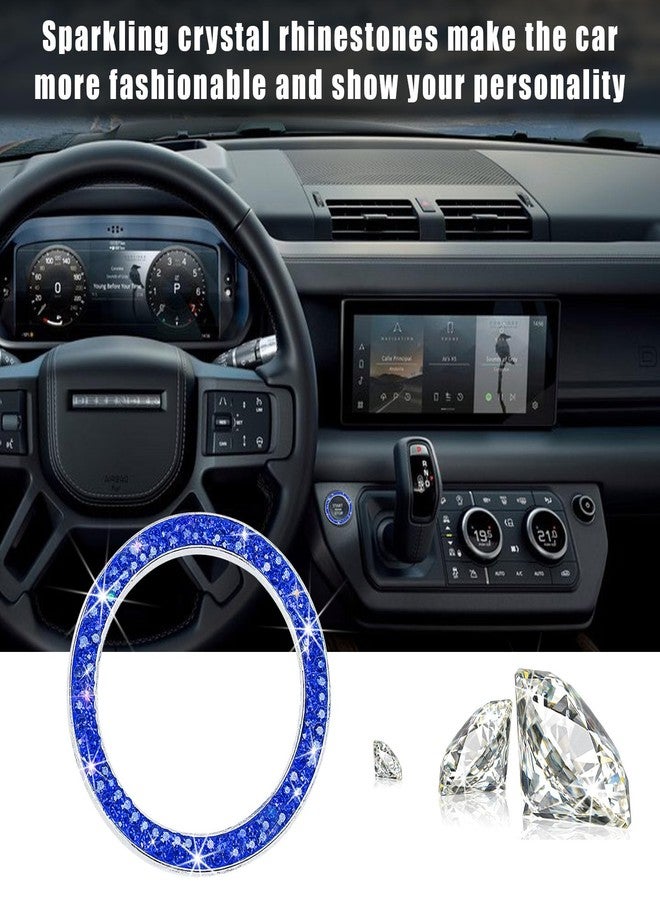Kewucn Bling Crystal Double Rhinestone Car Engine Start Decoration Ring, Sparkling Push Start Button Sticker, Key Ignition & Knob Ring Decoration, Bling Car Interior Accessory(Dark Blue) - Image 5