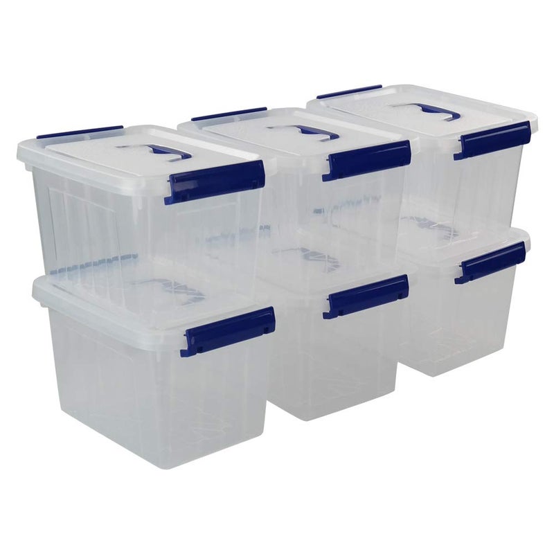Eagrye 6 Quart Plastic Storage Latch Box 6Pack Clear Storage Bin with Handle