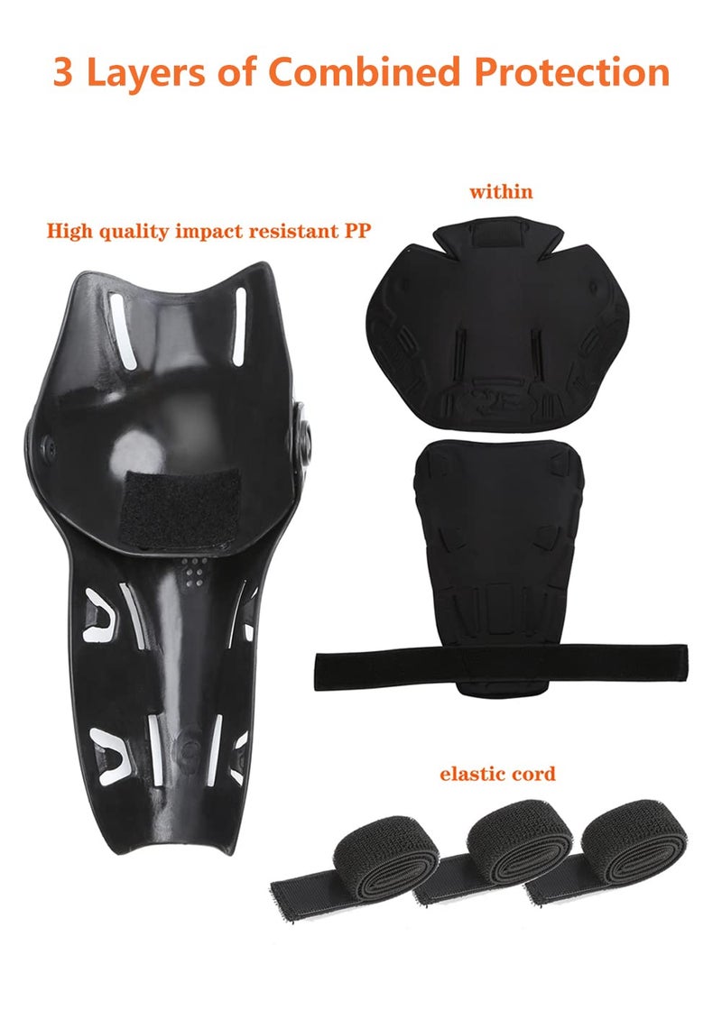 RIDBIKER Kids Dirt Bike Gear Knee Shin Guard Pads, Anti-Slip Adjustable Motorcycle Knee Pads Long Leg Gear Protective for Motocross Mountain Racing-Two Sections Pre-Curved Design (Black) - Image 4