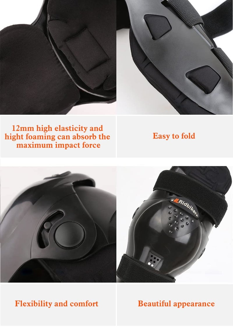 RIDBIKER Kids Dirt Bike Gear Knee Shin Guard Pads, Anti-Slip Adjustable Motorcycle Knee Pads Long Leg Gear Protective for Motocross Mountain Racing-Two Sections Pre-Curved Design (Black) - Image 3