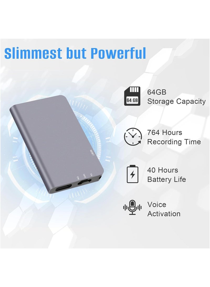 Boyi 64GB voice recorder, 760-hour recording, voice-controlled recording, intelligent noise reduction, rechargeable voice recorder with playback, suitable for lectures and meetings (magnetic) - Image 2