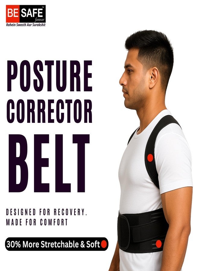 BESAFE Forever Posture Belt for Men and Women | Posture Correction | Back Support Belt | Back Pain Relief | Back Straight & Shoulder, Universal Free Size, Soft, Black - Image 2