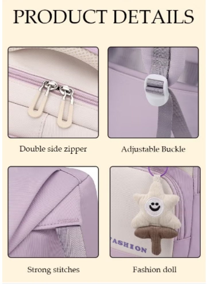 DUNISO Girlish Heart Light Purple Color - Blocking Backpack - Image 3