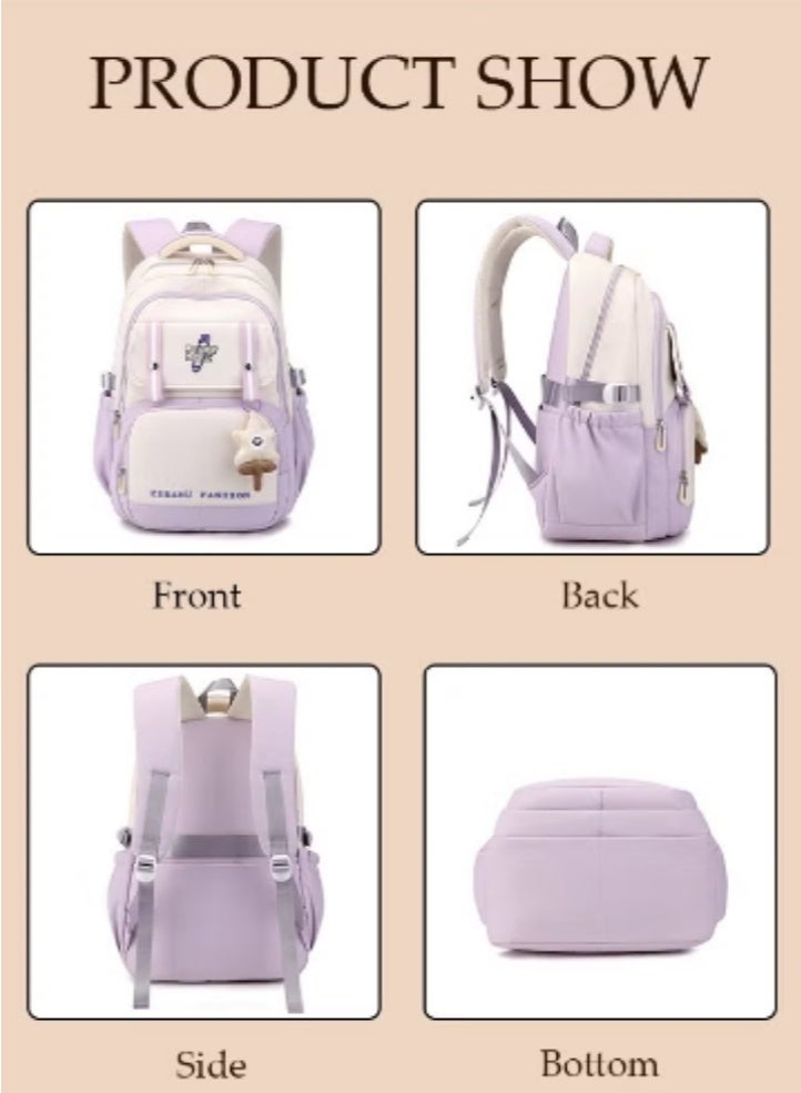 DUNISO Girlish Heart Light Purple Color - Blocking Backpack - Image 2