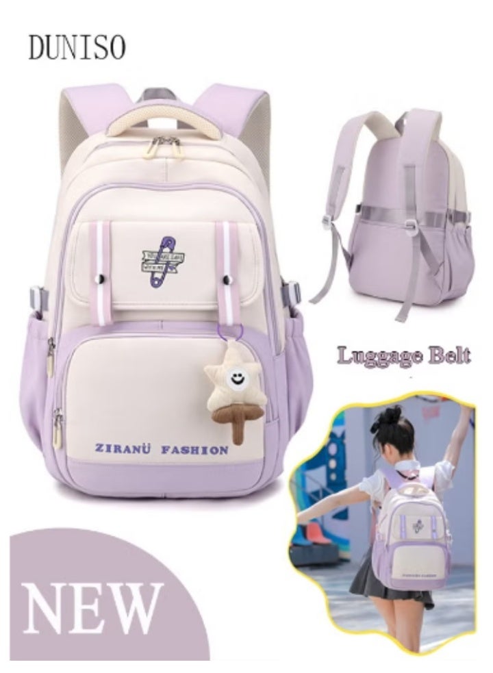 DUNISO Girlish Heart Light Purple Color - Blocking Backpack - Image 1