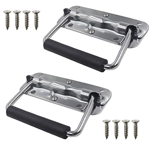 Tsnamay 4.33Inch Spring Loaded Handle Stainless Steel Heavy Duty Handle for Toolbox Chest Case with Rubber Grip Surface Mounted(2 Pack) - Image 1