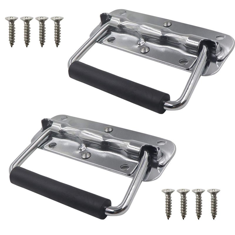 Tsnamay 4.33Inch Spring Loaded Handle Stainless Steel Heavy Duty Handle for Toolbox Chest Case with Rubber Grip Surface Mounted(2 Pack) - Image 3