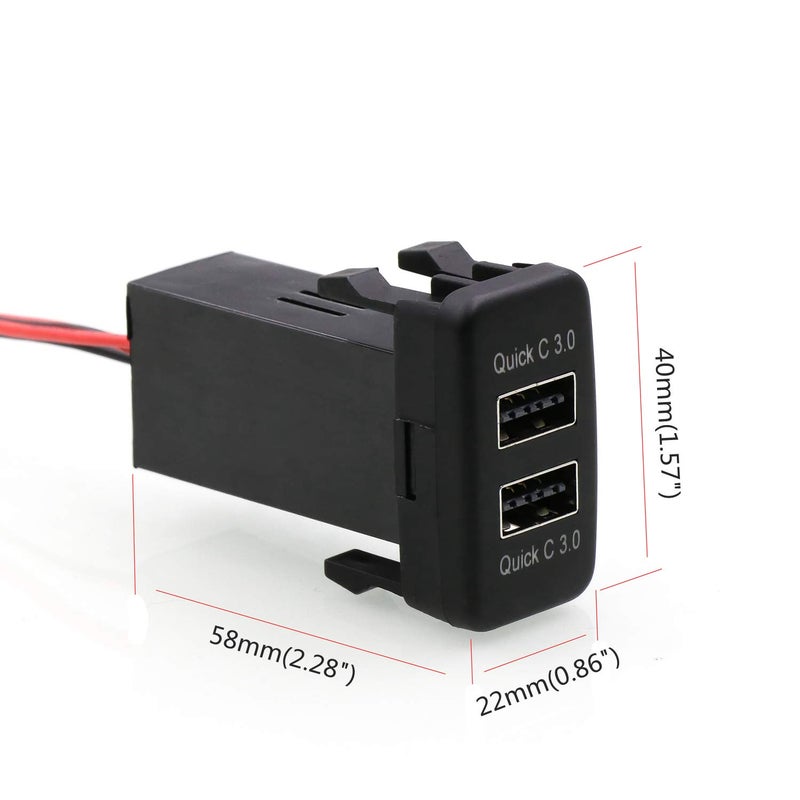 Timloon QC3.0 Dual USB Power Socket, Quick Charge Car Charger USB Adapter for Smart Phone PDA Android GPS Use for Toyota VIGO - Image 2