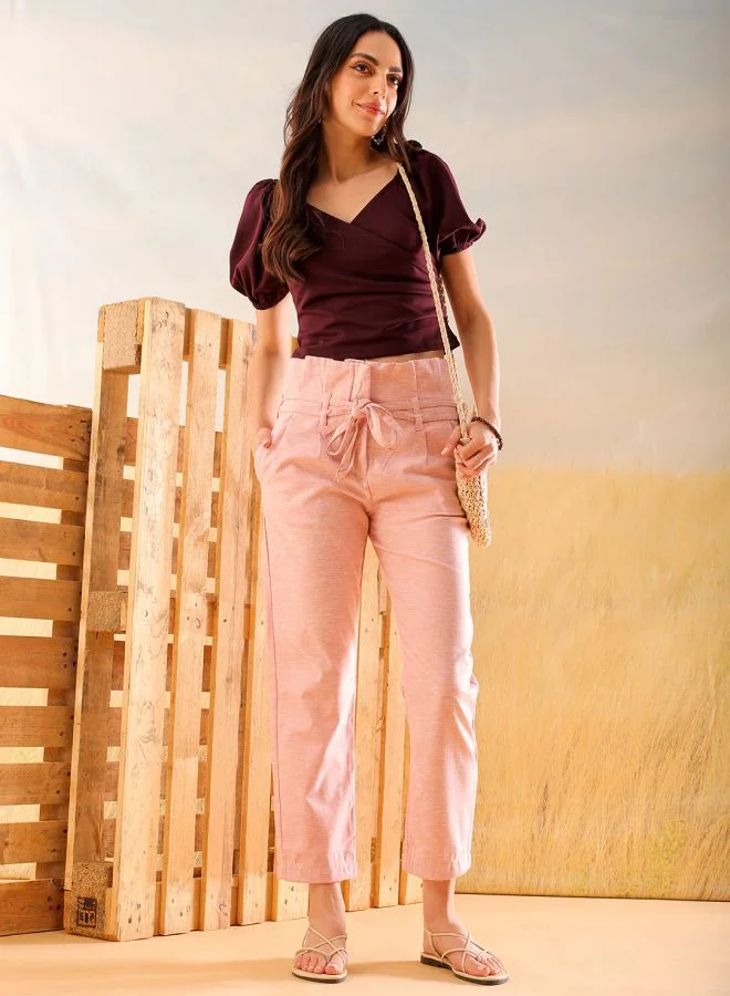 Freehand Women Straight Fit Solid High-Rise Trousers