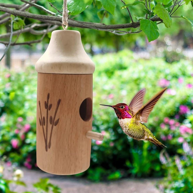 klarako Hummingbird House - 2022 New Wooden for Outside Hanging, 1/3Pcs Houses Nesting, Wren Swallow Sparrow Garden Decor (1pcs Maple) - Image 1