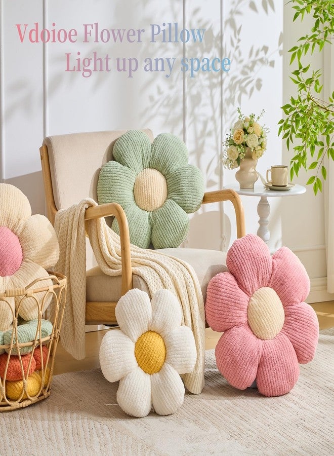 Vdoioe Flower Pillow, Cute Daisy Pillow Ivory Floor Throw Pillow Cushion Seating 15.75" Floor Home Decorative Pillows - Image 2
