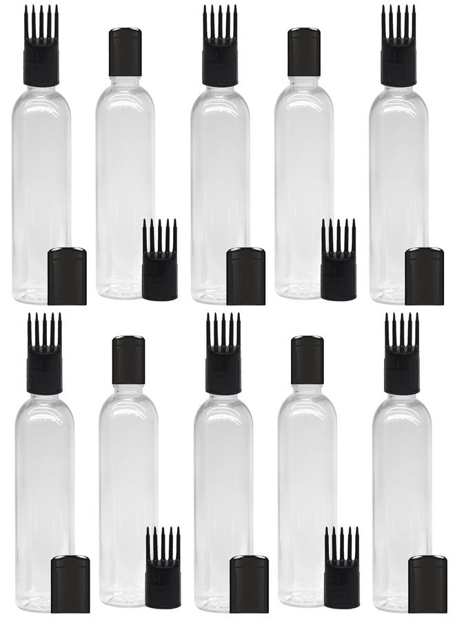زجاجة ماديا لتطبيق زيت الشعر والشامبو والأدوية، زجاجة لتطبيق الزيت على فروة الرأس والجسم، زجاجة تطبيق زيت الشعر لجذور الشعر سعة 100 مل، زجاجة شفافة، غطاء أسود، عبوة من 10 قطع - Image 1