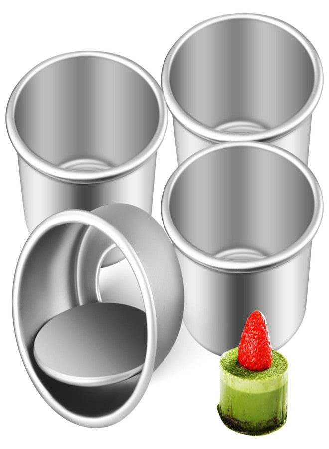 DEARMAMY 2Inch Cake Pan Set of 4, Nonstick Stainless Steel Smash Cake Pans, Round Mini Cake Pans Tin Small Size for Baking Muffin Fondant Cheesecake Mold Healthy Dishwasher Safe - Image 1