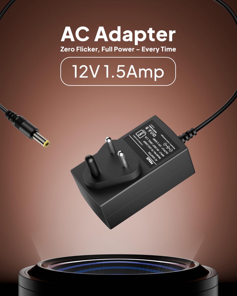 FEDUS 12V 1.5Amp DC Power Supply Adapter Converter, 12 Volt 1.5A SMPS for CCTV Camera, Routers, DVR, NVR, LCD Monitor, TV, LED Strip Light, Setup Box Broadband AC Input 100-240V DC Output 12v 1.5amps - Image 2