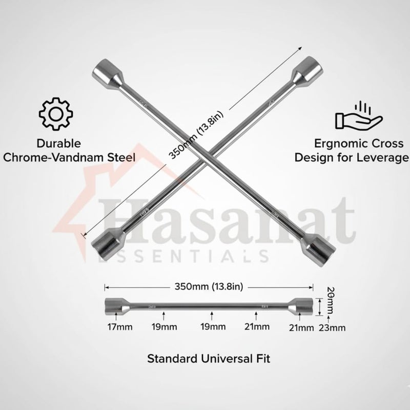 HASANAT ESSENTIALS مفتاح العجلات المتقاطع 4 طرق من حسنات Essentials - Image 3