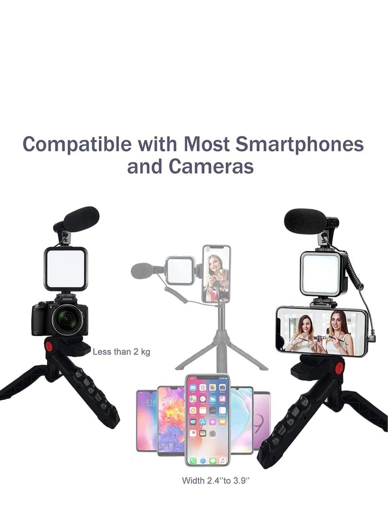ELTRAZONE - Vlogging Kit- iPhone/Android Compatible Vlogging Kit Phone Video Kit Accessories: Phone Tripod, Phone Mount, LED Light and Cellphone Shotgun Microphone for Phone Video Recording for YouTube, Vlog - Image 1