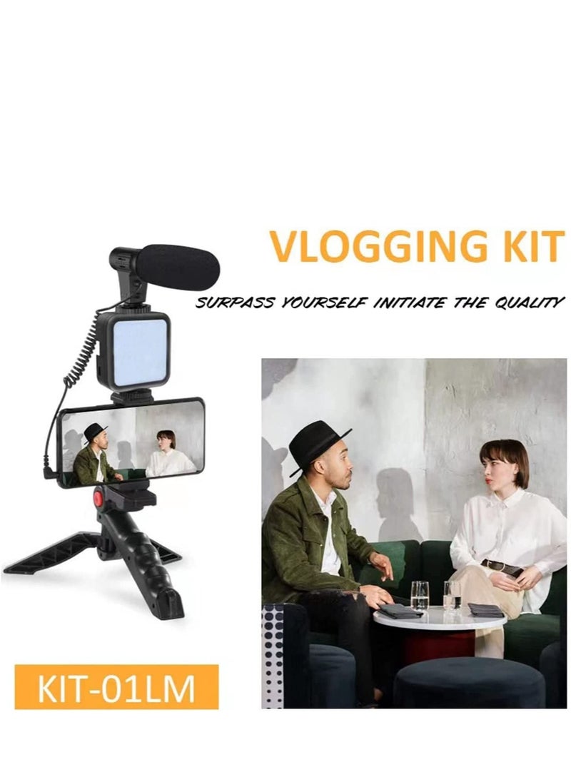 ELTRAZONE - Vlogging Kit- iPhone/Android Compatible Vlogging Kit Phone Video Kit Accessories: Phone Tripod, Phone Mount, LED Light and Cellphone Shotgun Microphone for Phone Video Recording for YouTube, Vlog - Image 1