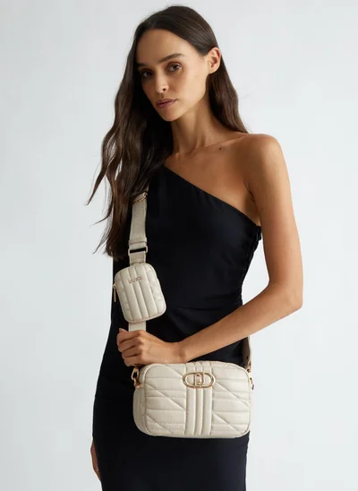 ليو جو Cream quilted crossbody bag