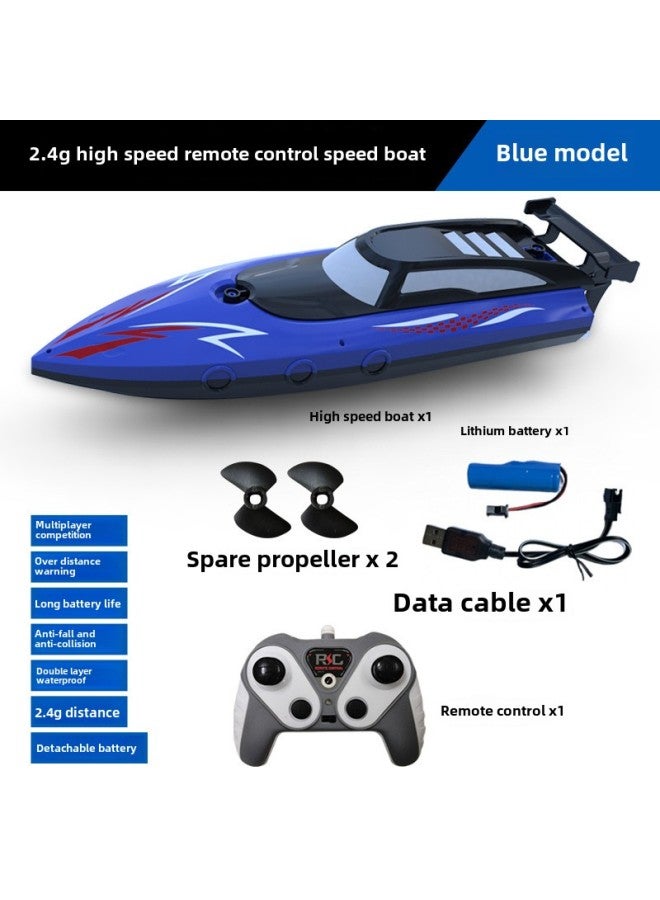 [Direct Supply] 2.4G Double Oars High-speed Remote Control Boat Waterproof Double Motor Light Competitive Children's Toy Rowing Boat-Color:Remote Control Boat 3502-2 Blue-Specifications:Standard Single Battery Board  - Image 1